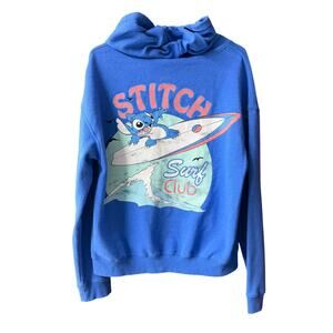 Disney Stitch Women's XL Royal Blue Full Zip Surf Club Large Back Graphics